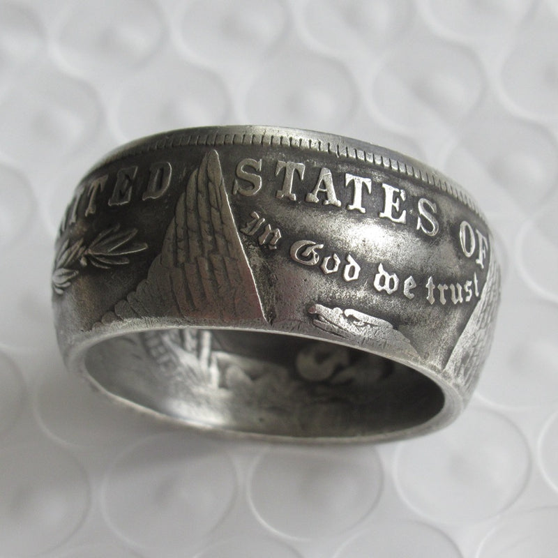 antique morgan dollar coin ring, view 3 - MRSLM