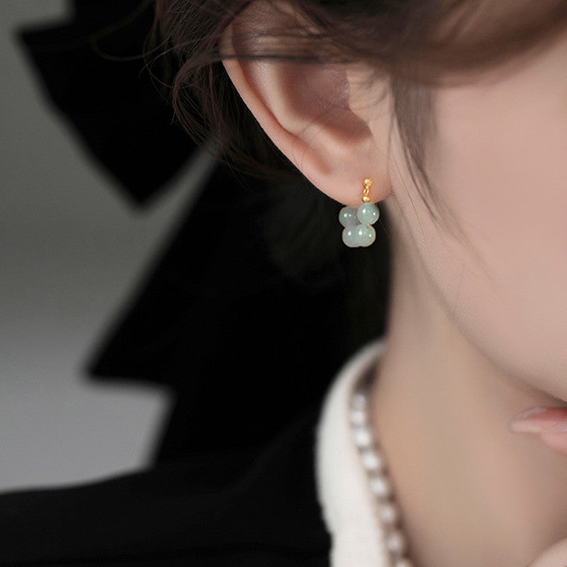 Women's Senior Sterling Silver Hetian Jade Earrings