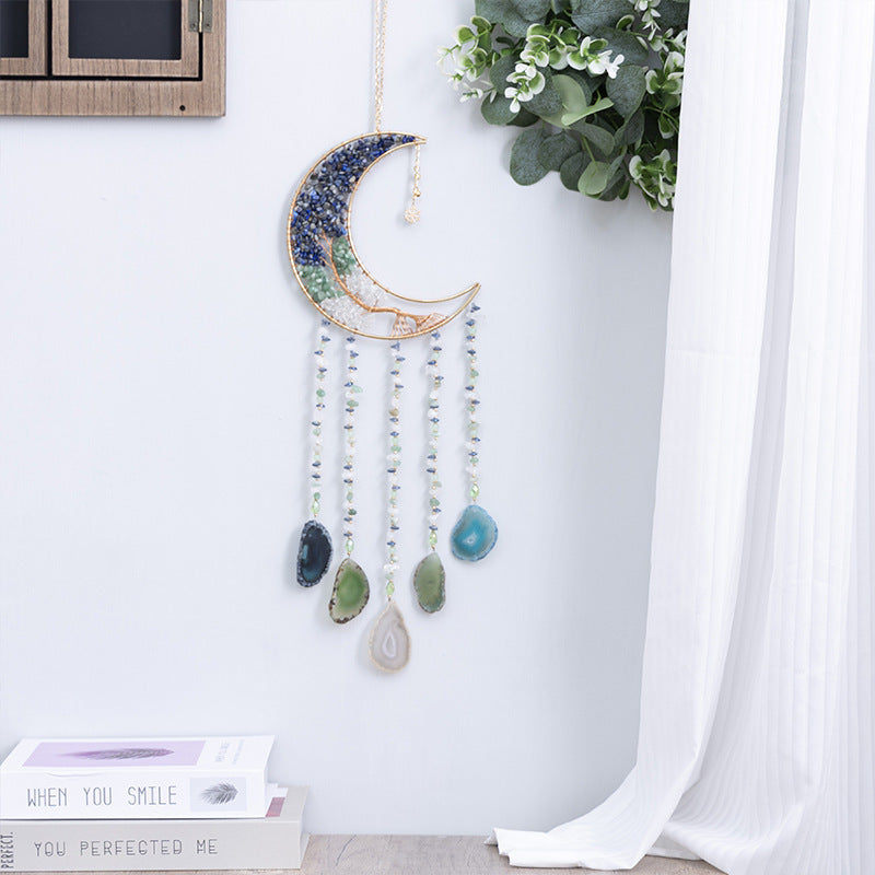 natural agate crystal dream catcher pendant, view 15 - MRSLM