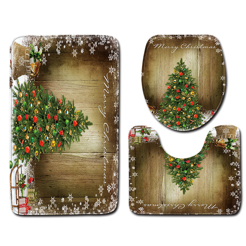Christmas snowman 3-piece bathroom mat set, view 2 - MRSLM