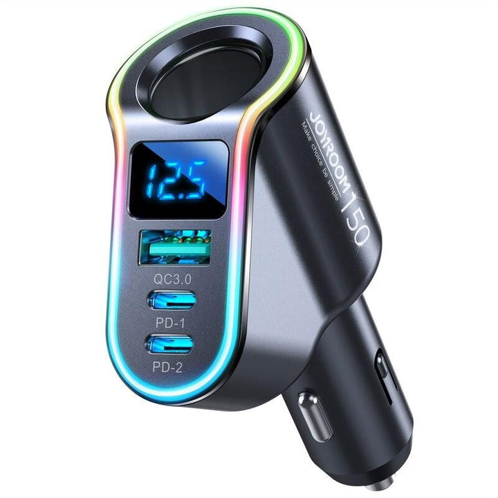 150W 4-in-1 Fast Car Charger with USB & Cigarette Lighter Splitter