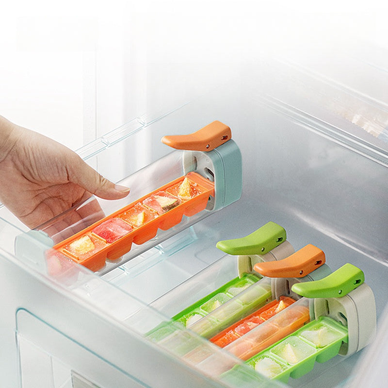 One-hand press ice cube maker with storage box, view 5 - MRSLM