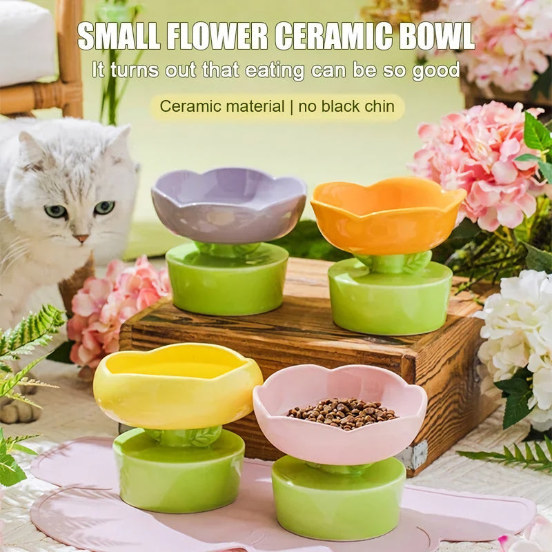 flower-shaped ceramic pet bowl, view 6 - MRSLM