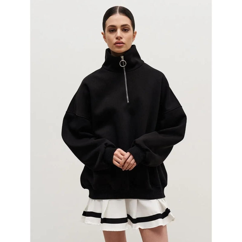Oversized Damen-Rollkragenpullover mit Fleecefutter