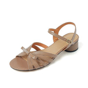Leather square heel gladiator sandals, view 2 - MRSLM