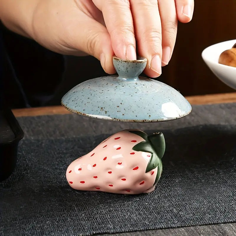 porcelain strawberry incense holder, view 6 - MRSLM