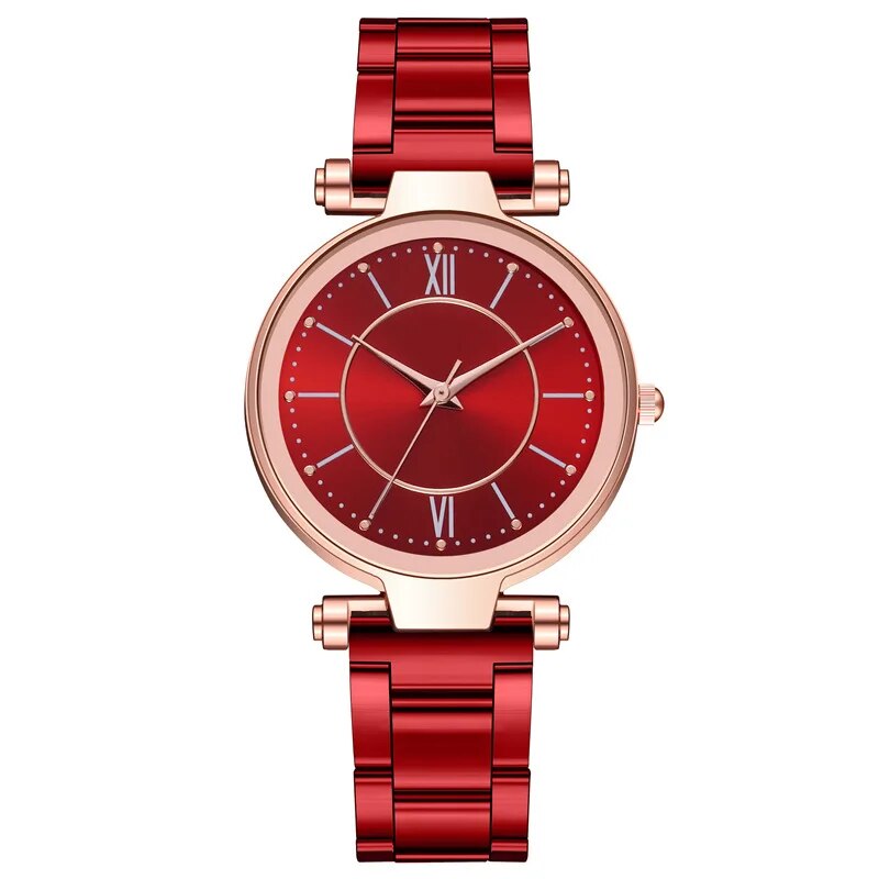 Exquisite Rose Gold Stainless Steel Women's Quartz Watch