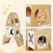 rocket-shaped cat tree with condos, view 7 - MRSLM