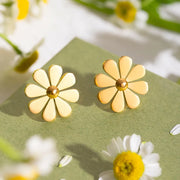 Stainless steel 18K PVD plated daisy stud earrings - MRSLM