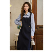 striped patchwork shirt dress, view 6 - MRSLM