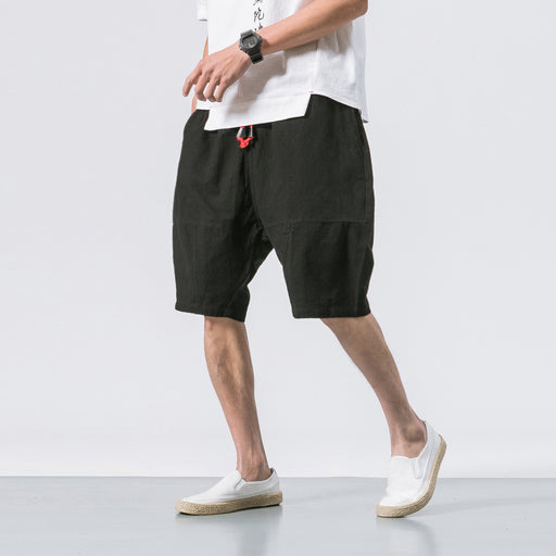 men's loose cropped pants hemp blend, view 6 - MRSLM