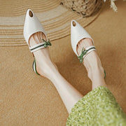 women's leather heel mules, view 4 - MRSLM