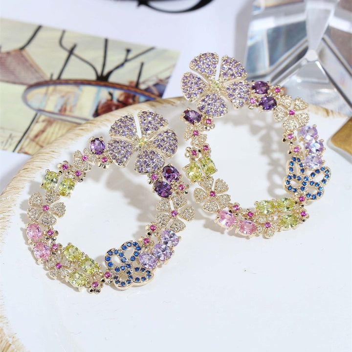 Fashion Three-dimensional Colorful Butterfly Flower Earrings