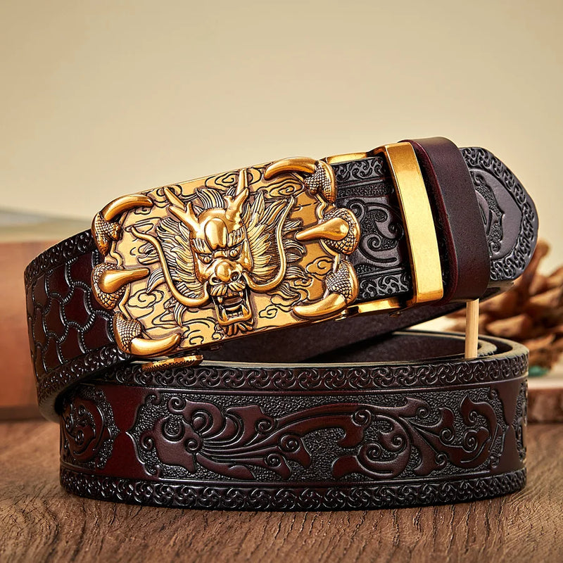 Dragon automatic buckle leather belt, view 4 - MRSLM