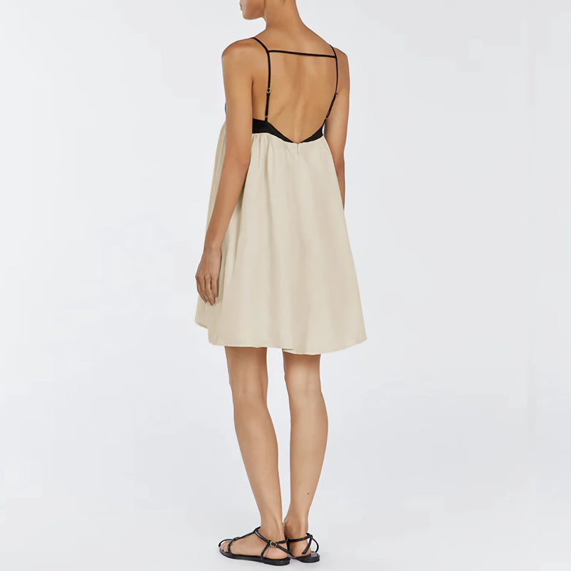 Sommerbrise Leinen-Minikleid – Lässiges A-Linien-Kleid mit Spaghettiträgern