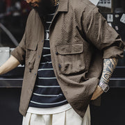 cuban collar seersucker shirt, view 7 - MRSLM