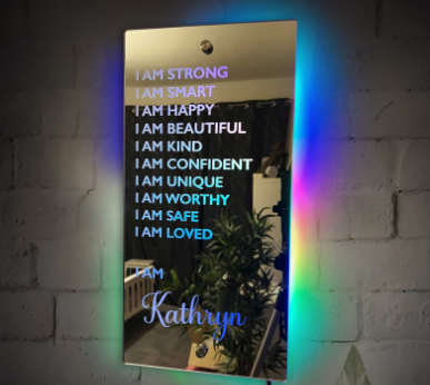 Personalized Name Mirror Light For Bedroom LED Light Up Mirror For Wall Custom Photo Christmas Valentine's Day Wedding Gifts