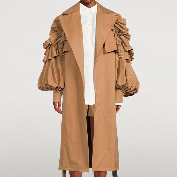 Trenchcoat mit Revers und langen Ärmeln