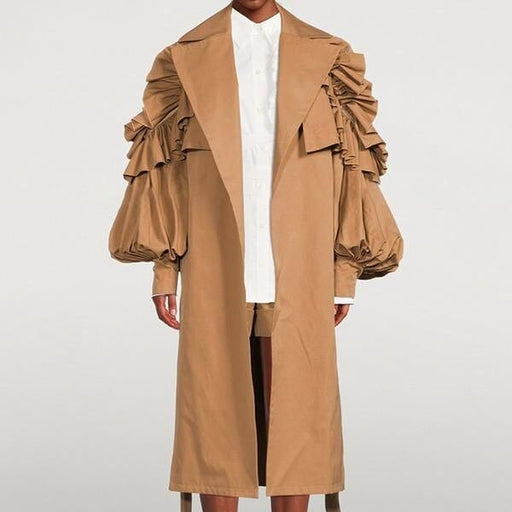 lapel long sleeve trench coat, view 2 - MRSLM