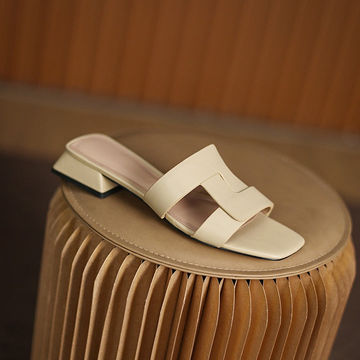Vintage Summer Heel Leather Sandals