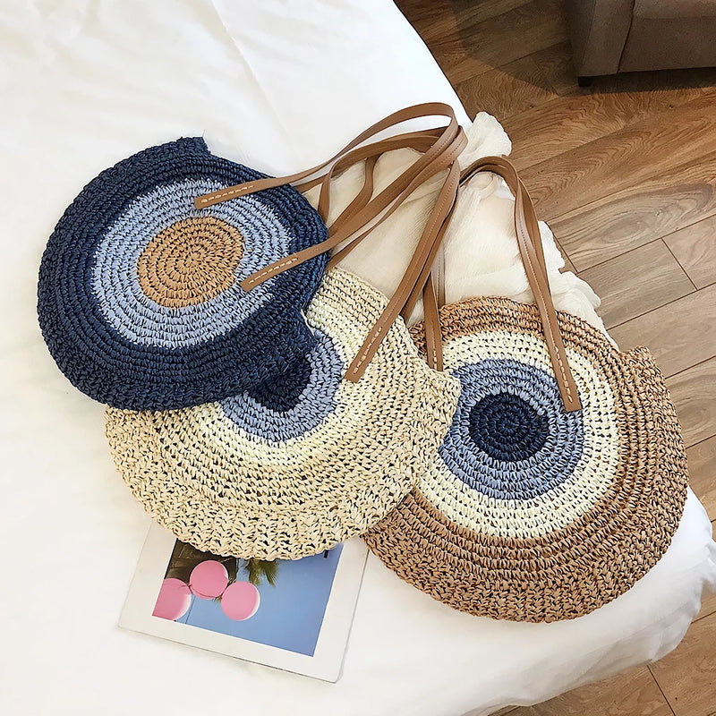 woven straw beach tote, view 5 - MRSLM