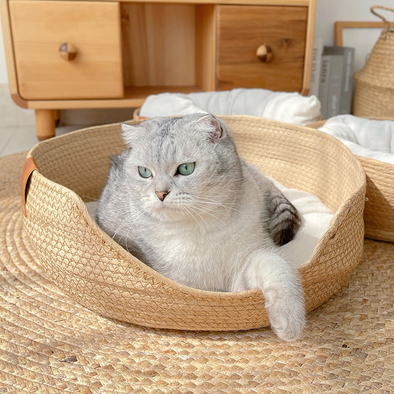 Handmade bamboo weaving cat and puppy bed - MRSLM