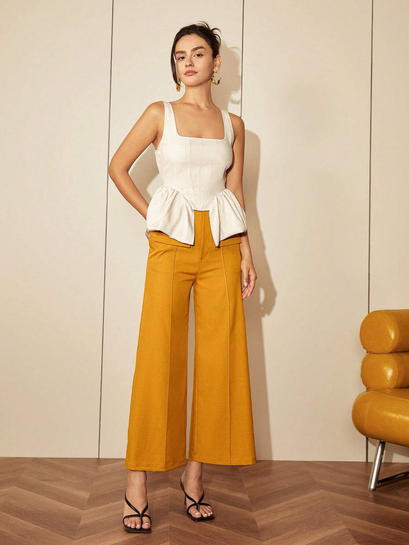 square neck asymmetrical hem top, view 6 - MRSLM