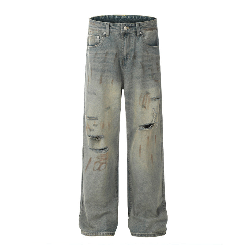 ripped wide leg jeans, view 2 - MRSLM
