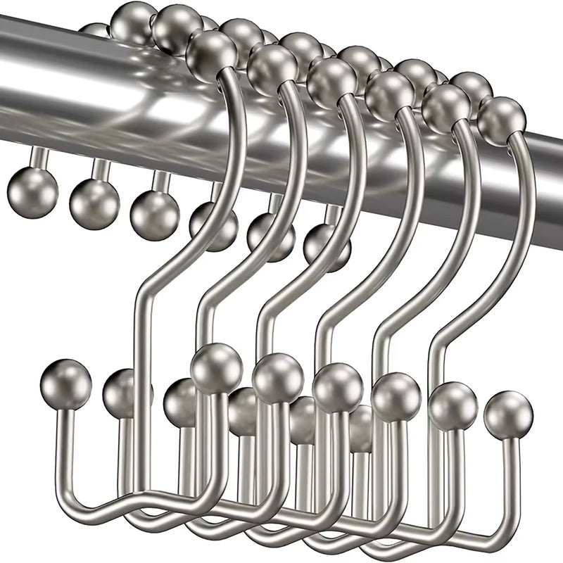 12-pack metal double glide shower curtain hooks - MRSLM