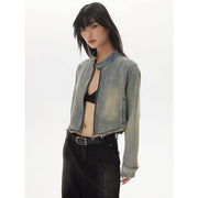 retro distressed short jacket, view 3 - MRSLM