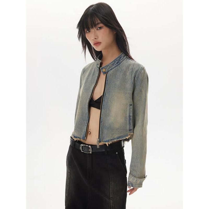 retro distressed short jacket, view 3 - MRSLM