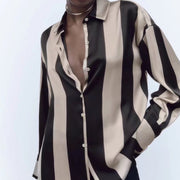 women's satin texture loose shirt - MRSLM