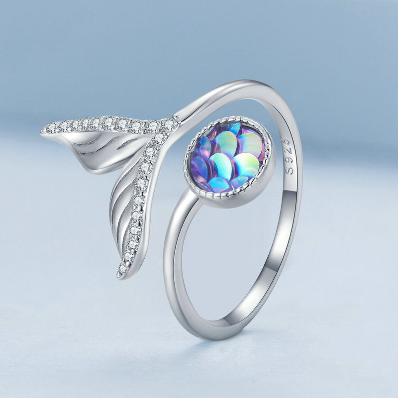 ladies sterling silver fish tail ring, view 3 - MRSLM