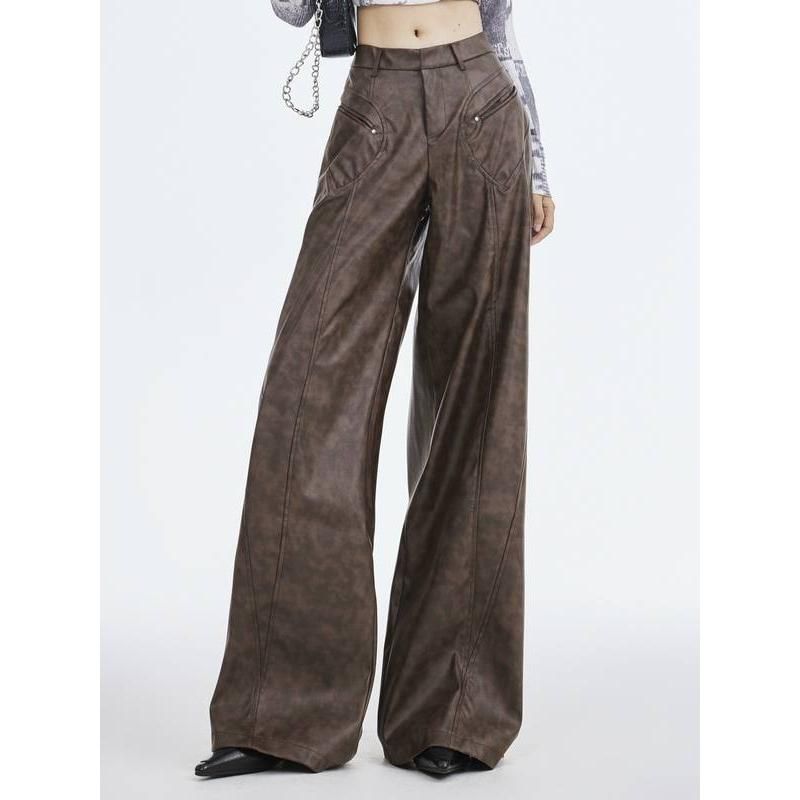 Faux leather wide leg trousers, view 8 - MRSLM