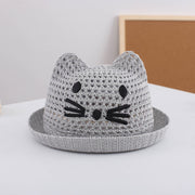 baby straw hat with cat ears, view 7 - MRSLM