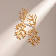 gold coral pearl pendant earrings, view 12 - MRSLM