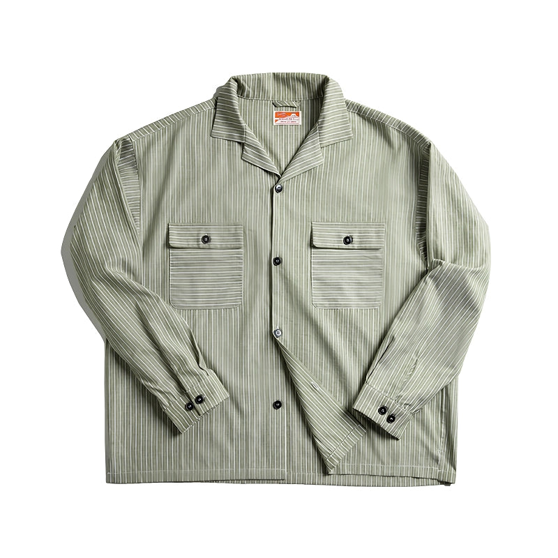 striped Cuban collar shirt, view 3 - MRSLM