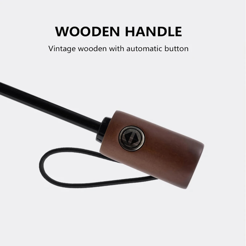 automatic windproof golf umbrella with wooden handle, view 10 - MRSLM