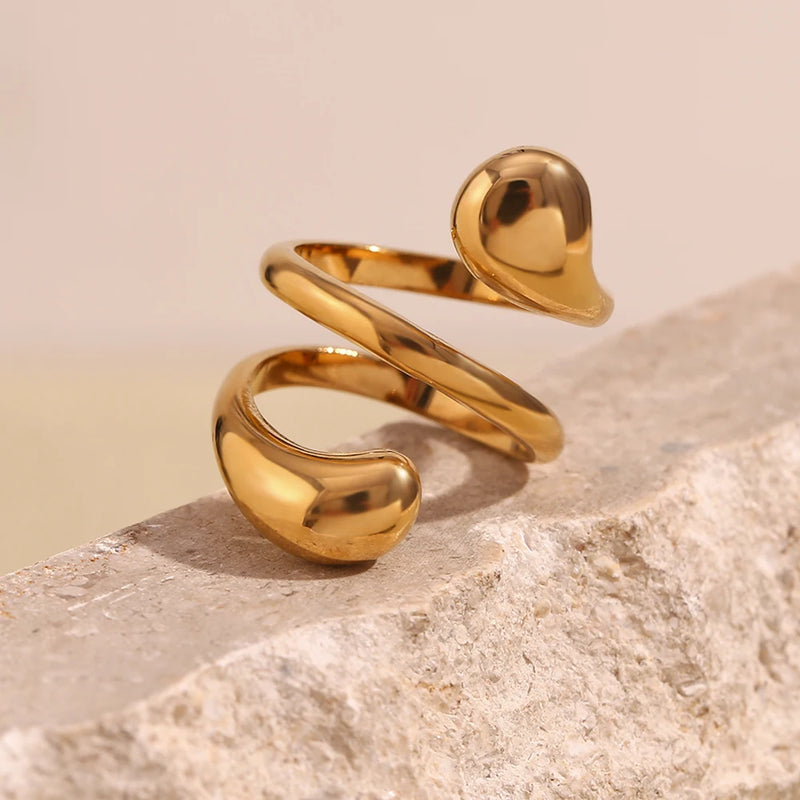 Doppellagiger Spiralring in Schlangenform, 18 Karat vergoldet