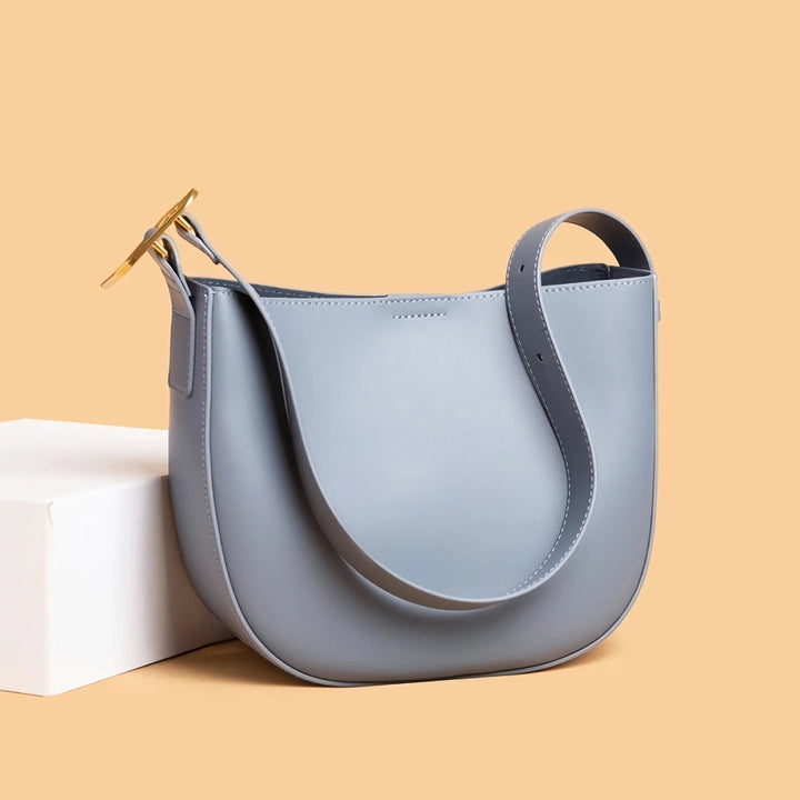 Vintage Cowhide Leather Shoulder Bag for Women - Stylish Crossbody Tote