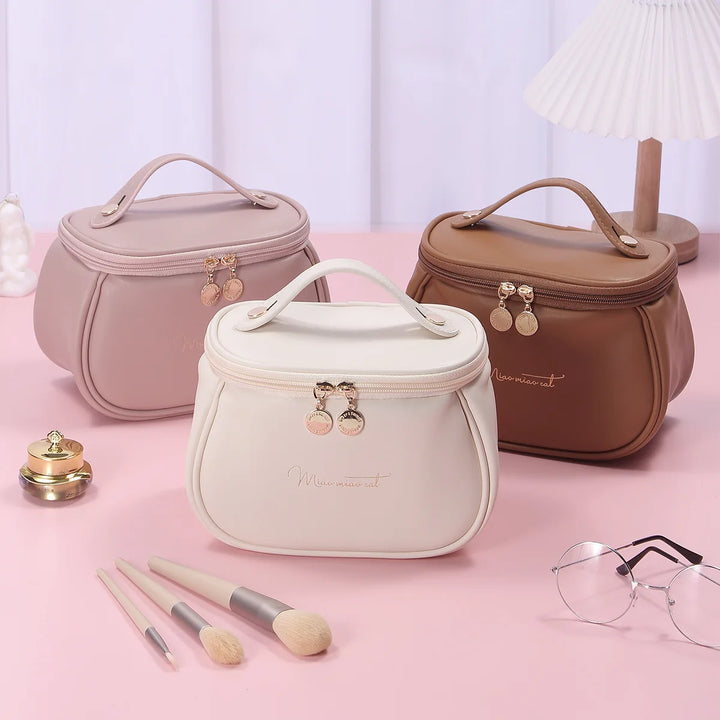 Luxury Waterproof Makeup Organizer - Large Capacity Travel Cosmetic Case with Handle