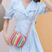 rattan knit straw crossbody bag, view 7 - MRSLM