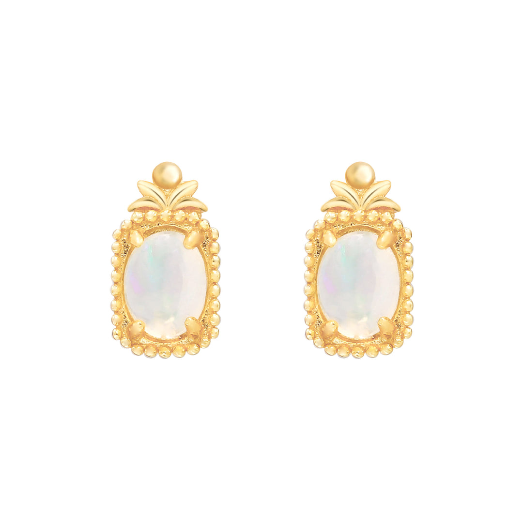 14K Silver Plated African Opal Earrings
