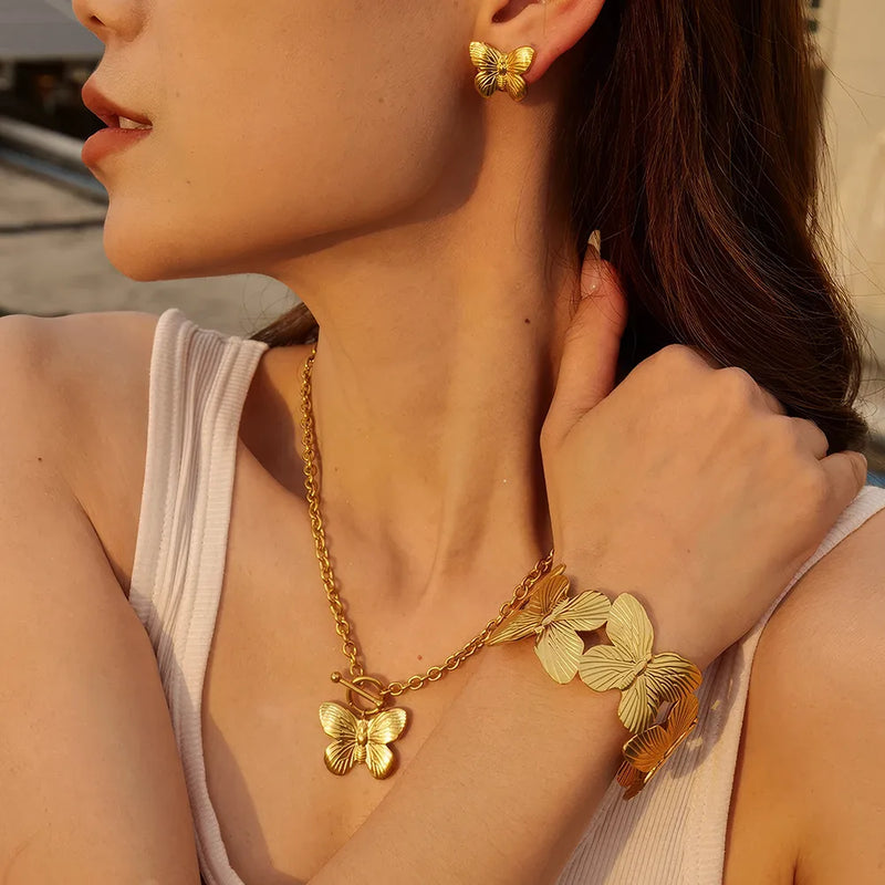 gold butterfly bracelet, view 6 - MRSLM