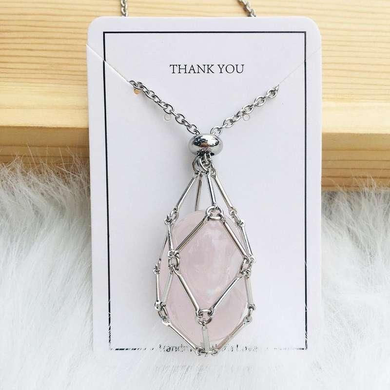 crystal stone holder necklace, view 11 - MRSLM