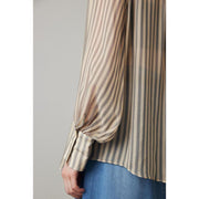 women's striped silk casual shirt, view 8 - MRSLM