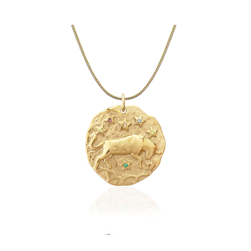 Perlenkette mit Goldmünzenmotiven und Motiven der zwölf Sternbilder