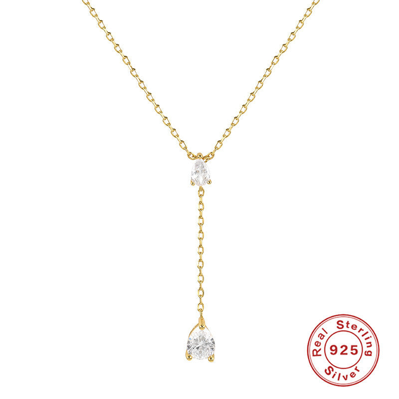 Sterling Silver Super Flash Colored Diamond Collarbone Necklace