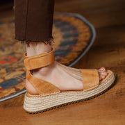 yellow leather platform sandals, view 7 - MRSLM
