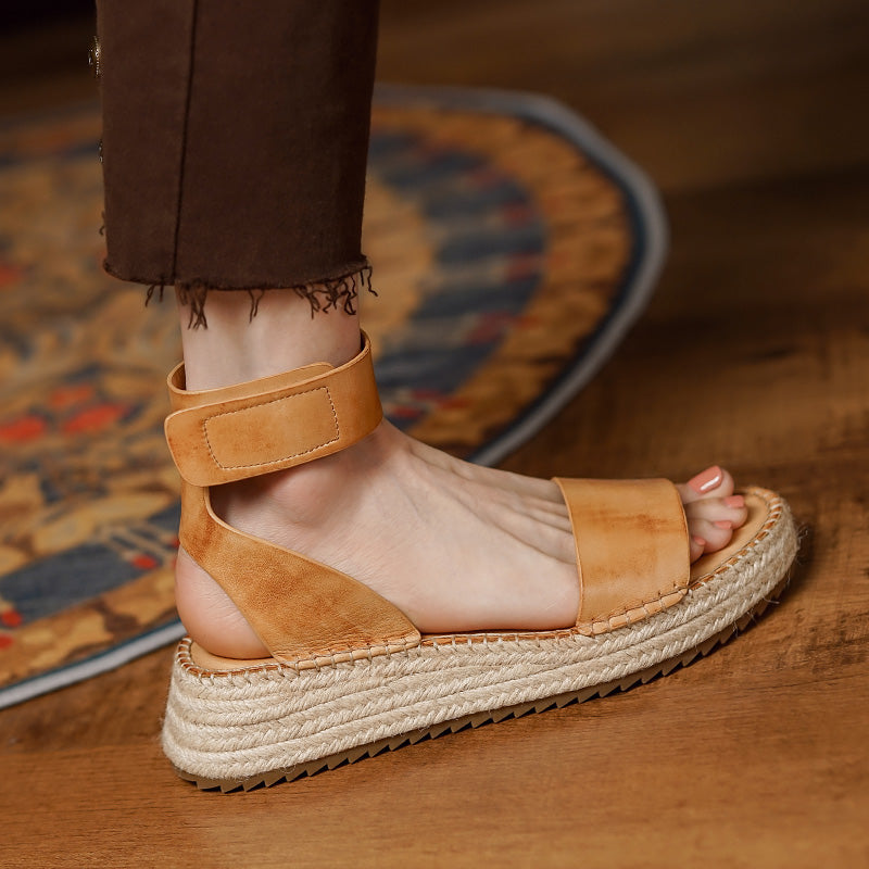 yellow leather platform sandals, view 7 - MRSLM